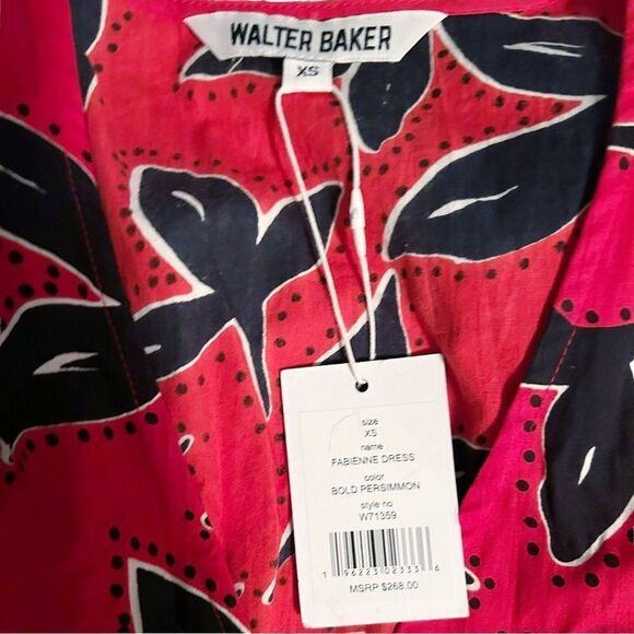 Walter Baker “Fabienne” midi dress in bold persimmon Red Size XS New with tags - Picture 7 of 7